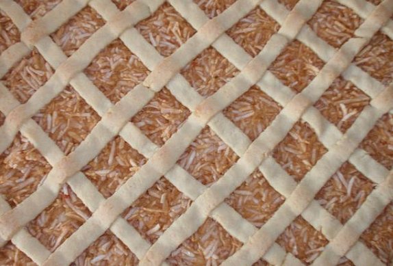 Křehký kokosový koláč s jablky - mřížkový
