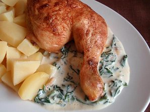 Kuře se špenátovou omáčkou