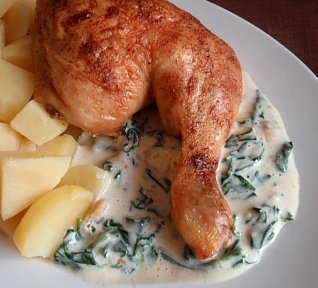 Kuře se špenátovou omáčkou