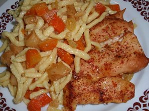 Králík na zelenině s tandoori kořením Králík na zelenině s tandoori kořením