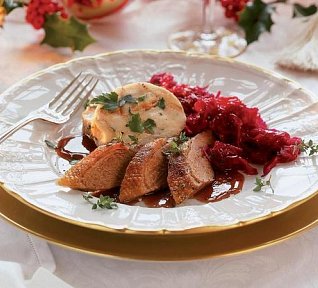 Husí prsa na calvadosu