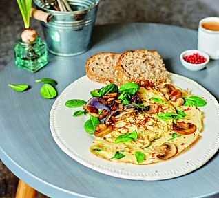 Omeleta se žampiony a špenátem