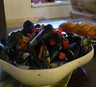 Mušle (Slávky) s rajčaty