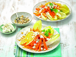 Čekankový salát s pomeranči a čočkou