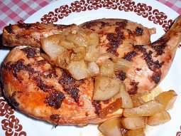 Česnekovo-zázvorové kuře na hruškách - pečené