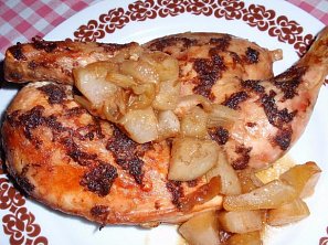 Česnekovo-zázvorové kuře na hruškách - pečené