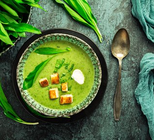 Polévka z medvědího česneku s pestem