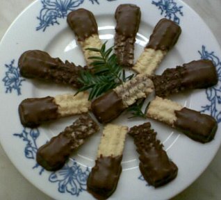 Kokosové tyčinky s čokoládou-tříbarevné