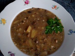 Chlebová bramborová polévka s houbami Chlebová bramborová polévka s houbami