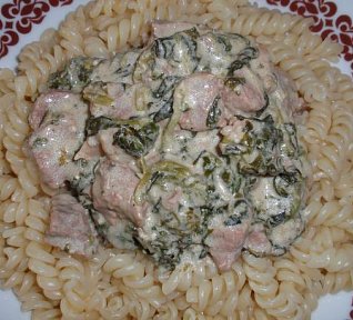 Vepřové se sýrovo-špenátovou omáčkou