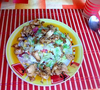 Zeleninový salát s kuřecím masem