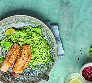 Losos s hráškovým pyré