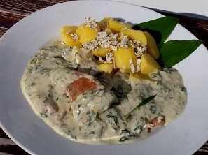 Přírodní plátek se sýrovou omáčkou s medvědím česnekem