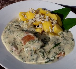 Přírodní plátek se sýrovou omáčkou s medvědím česnekem