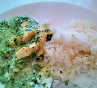 Kuřecí nudličky se špenátem a nivou