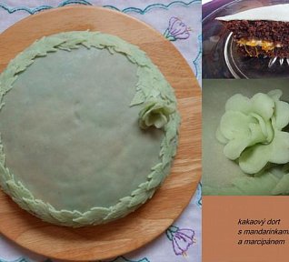 Kakaový dort s mandarinkami a marcipánem