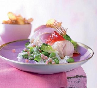 Grilovaná ryba s rebarborovým želé