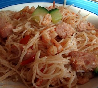 Krevety s rýžovými nudlemi