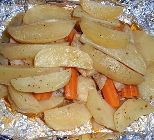 Maso z alobalu s kořenovou zeleninou