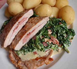 Šunkové kapsy se špenátem