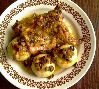Králík na houbách a hořčici Králík na houbách a hořčici