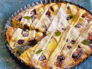 Třešňový koláč s tvarohem