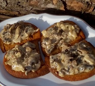 Topinky s hermelínovými žampiony