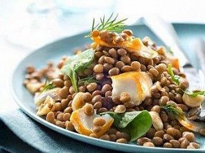 Čočkový salát s treskou