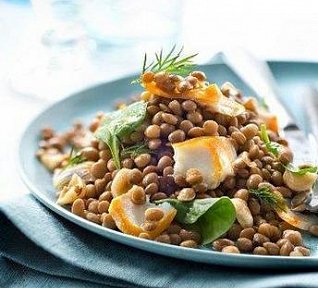 Čočkový salát s treskou