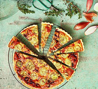 Quiche se šalotkami a slaninou