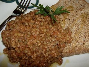 Čočka s mletým masem a fenyklem