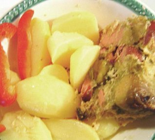 Zapečená růžičková kapusta s uzeninou Zapečená růžičková kapusta s uzeninou