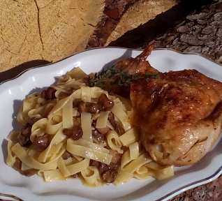 Houbové kuře (nejen) s těstovinami