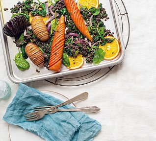 Zelenina Hasselback s čočkovým salátem