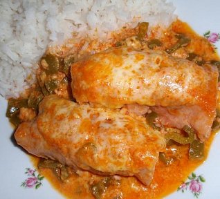 Šunkové roládky s mletým masem - zapečené