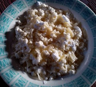 Sladké nudle s olešnickým tvarohem