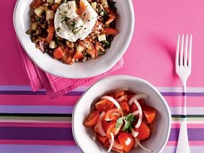 Lentejas con salsa criolla (čočka na peruánský způsob)