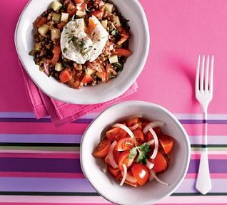 Lentejas con salsa criolla (čočka na peruánský způsob)