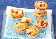 Vanilkové muffiny s rebarborou
